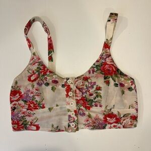 Floral Button Up Bra Top by Honey Punch Size‎ Small